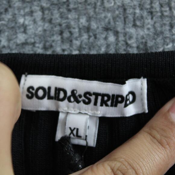 Solid Striped Sweater Womens XL The Fleur Cardigan Black Ribbed Minimalist Chic - Picture 6 of 10